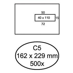 Quantore - Umschlag 162x229mm Fenster 4x11cm rechts selbstklebend 500 Stück