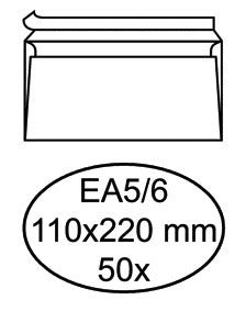Hermes – Briefumschlagbank EA5/6 110 x 220 mm, selbstklebend, weiß, Packung mit 50 Stück