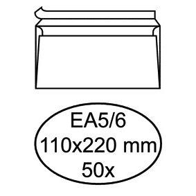 Hermes – Briefumschlagbank EA5/6 110 x 220 mm, selbstklebend, weiß, Packung mit 50 Stück