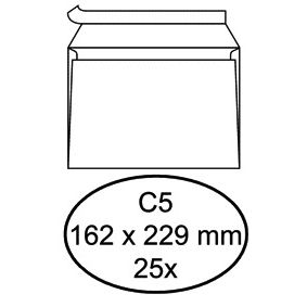 Quantore - Briefumschlagbank C5 162x229mm selbstklebend weiß 25 Stück