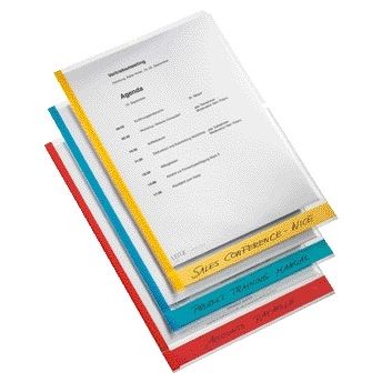 Leitz - Einsteckmappe L-Modell Premium A4 0,15mm PP Farbrand transparent 6 Stück
