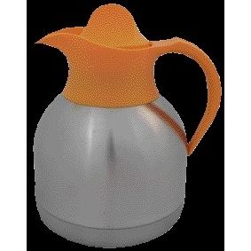 Quantore - Thermoskanne Teekanne 1 Liter Edelstahl gelber Verschluss
