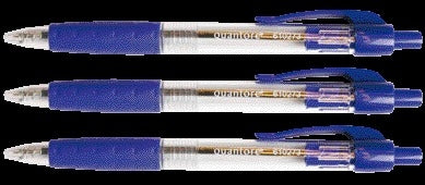 Quantore - Kugelschreiber Gummigriff Druckknopf blau | 12 Stück