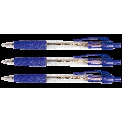 Quantore - Kugelschreiber Gummigriff Druckknopf blau | 12 Stück
