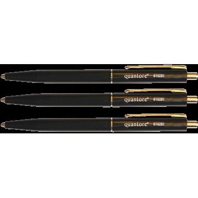 Quantore - Kugelschreiber-Druckknopf mit Metallclip schwarz mittel