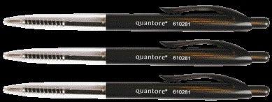 Quantore - Kugelschreiber Druckknopf schwarz mittel | 50 Stück