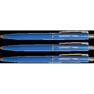 Quantore - Kugelschreiber-Druckknopf mit Metallclip blau mittel