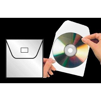 Djois - CD/DVD-Hülle 127x127mm mit Lasche selbstklebend transparent 100 Stück