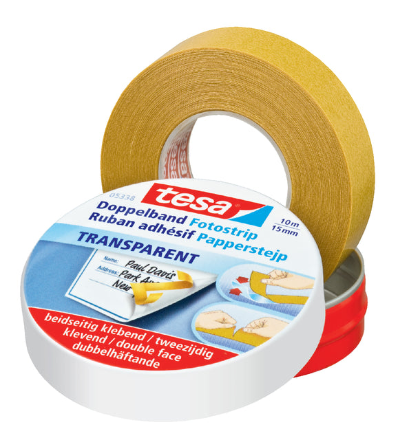 Doppeltes Klebeband Tesa 15mmx10 m in Speicherdose