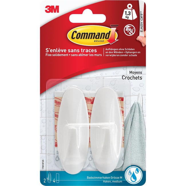 Command - Haken Kunststoff oval weiß inkl. Montageleiste