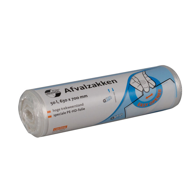 Klika - Abfallbeutel (PE) transparent 63 x 70 cm 10 Mikron 50 Liter einfacher Öffner | 5 Stück