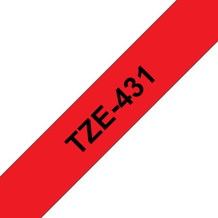 Brother - Labele P-touch TZe-431 Standard 12 mm Schwarz auf Rot