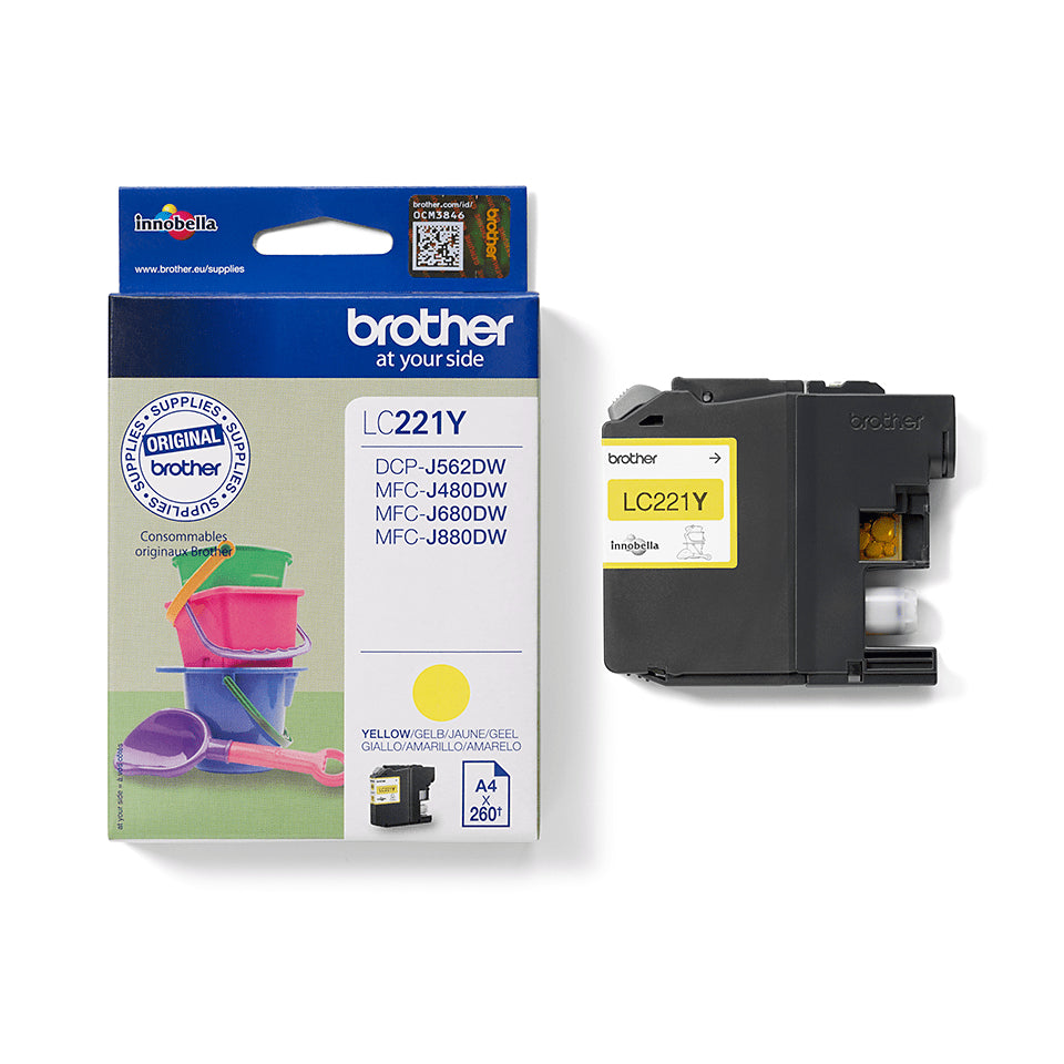 Brother - Tintenpatrone, 260 Seiten, OEM LC-221YBP, gelb