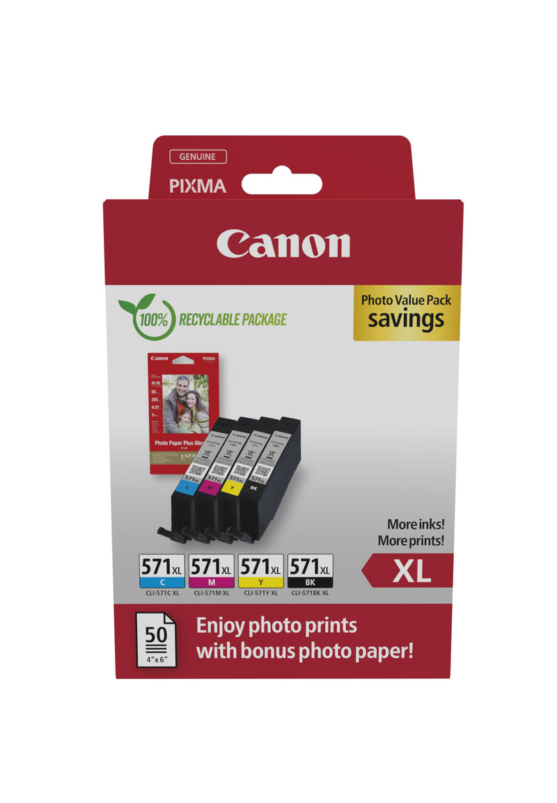 Canon - Foto-Vorteilspaket CLI-571XL, 375.895 Fotos, OEM 0332C006, 4 Farben