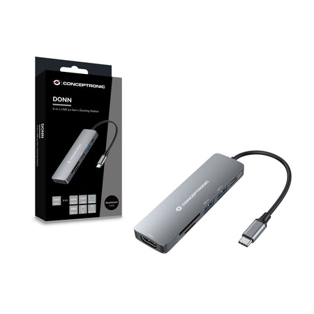 CONCEPTRONIC -   DONN11G laptop dock poortreplicator Bedraad USB 3.2 Gen 1 (3.1 Gen 1) Type-C Grijs