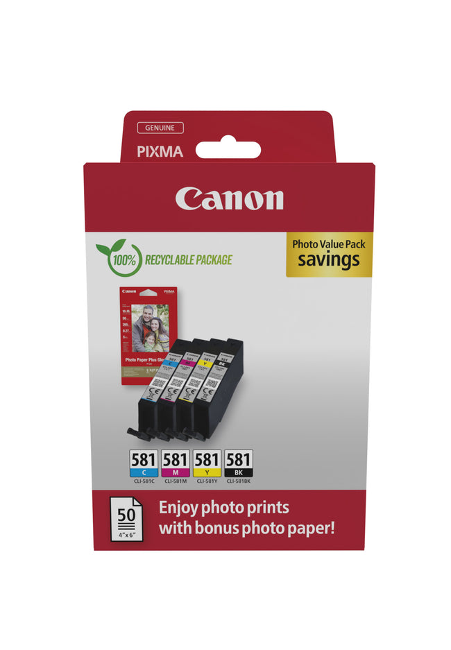 Canon - Tintenpatrone CLI-581 4 Farben + Papier