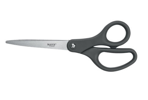 Leitz - Schere, Fußlänge 20,5 cm, rechts und links, scharfe Spitze, Titan, grau, Blister à 1 Stück