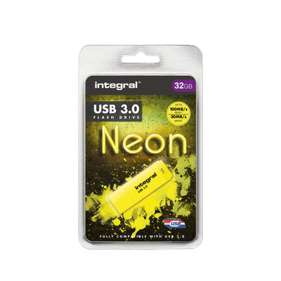 Integral - Neon USB 3.0 Stick, 32 GB, gelb