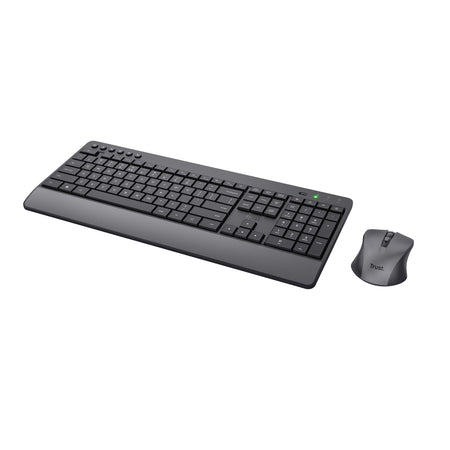 Trust – Trezo kabelloses Schreibtischset, hergestellt aus recyceltem Kunststoff, Azerty