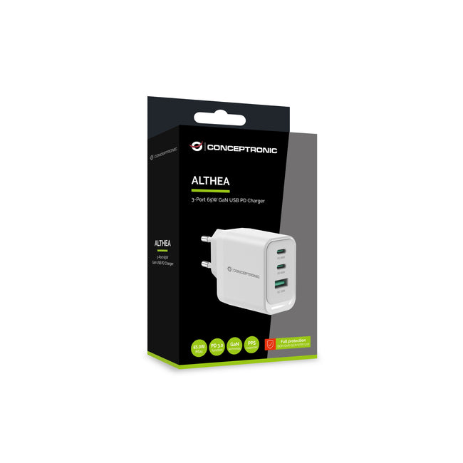 CONCEPTRONIC -   ALTHEA21W65 oplader voor mobiele apparatuur Universeel Wit AC Snel opladen Binnen
