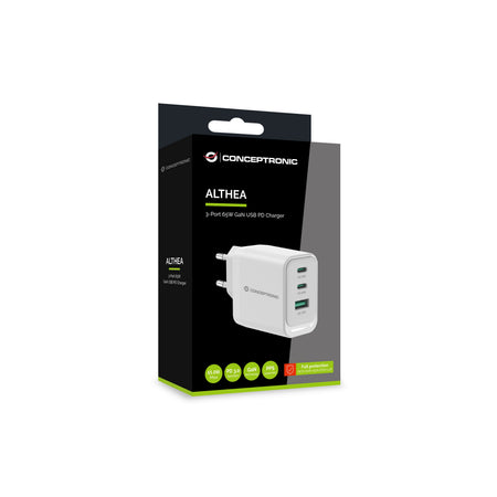 CONCEPTRONIC -   ALTHEA21W65 oplader voor mobiele apparatuur Universeel Wit AC Snel opladen Binnen