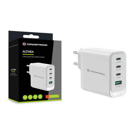 CONCEPTRONIC -   ALTHEA22W100 oplader voor mobiele apparatuur Universeel Wit AC Snel opladen Binnen