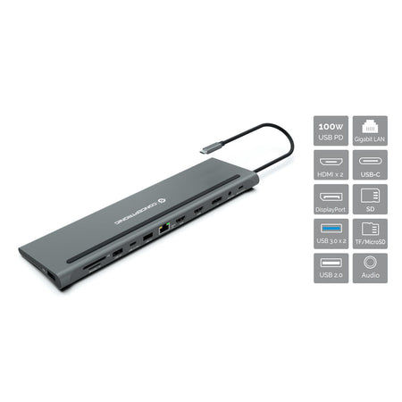 CONCEPTRONIC -   DONN17G laptop dock poortreplicator Bedraad USB 3.2 Gen 1 (3.1 Gen 1) Type-C Grijs