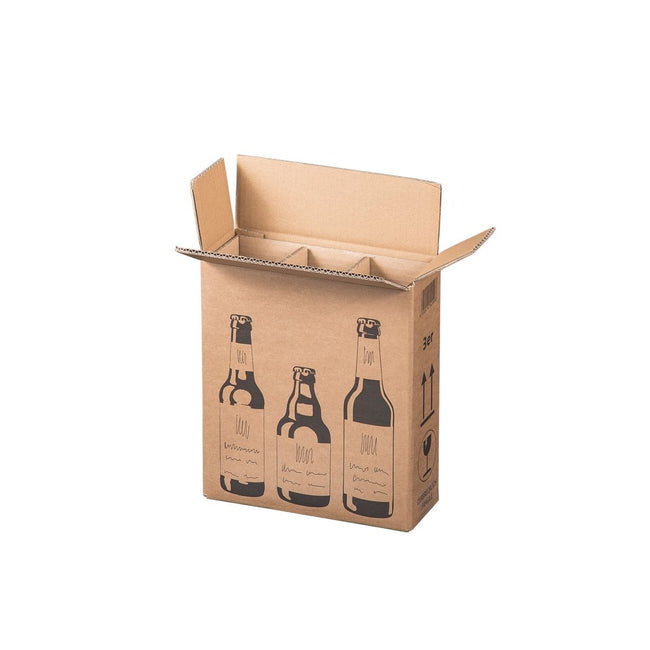 Klika - Flaschenversandkarton für 3 Bierflaschen 255 x 88 x 288 mm | 5 Stück