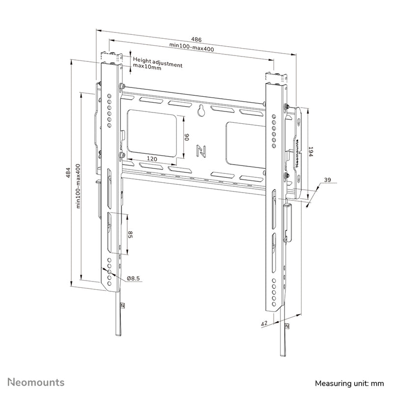 Neomounts -   WL30-750BL14 Heavy duty muurbeugel 42-75 vlak vergrendelbaar snelle installatie TÜV
