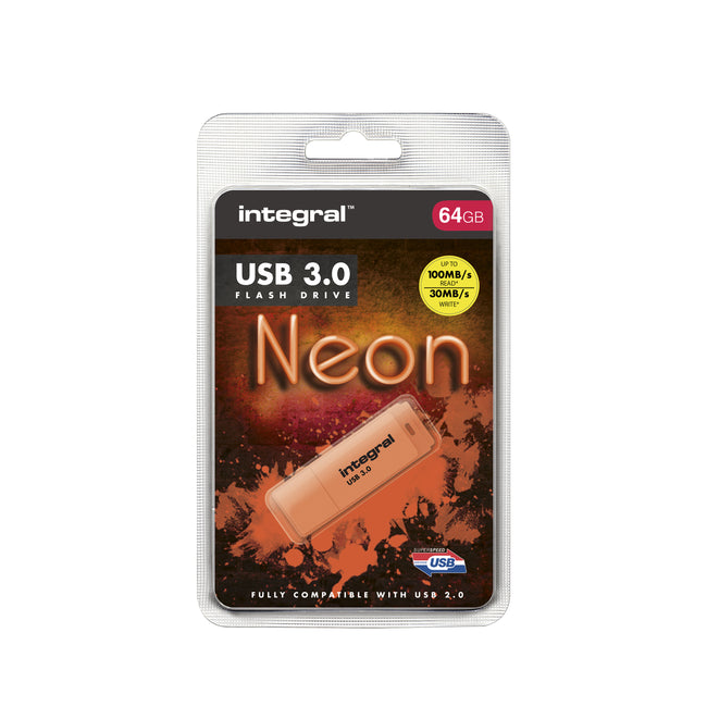 Integral - USB-Stick 3.0 64GB neonorange