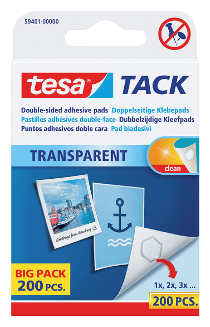 Tesa - doppelseitige Kleefpads Tack transparent 200 Stück