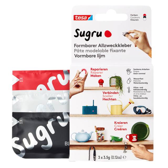 Tesa - Heftable Kleber SUGRU 41232 3 Pack schwarzweißrot