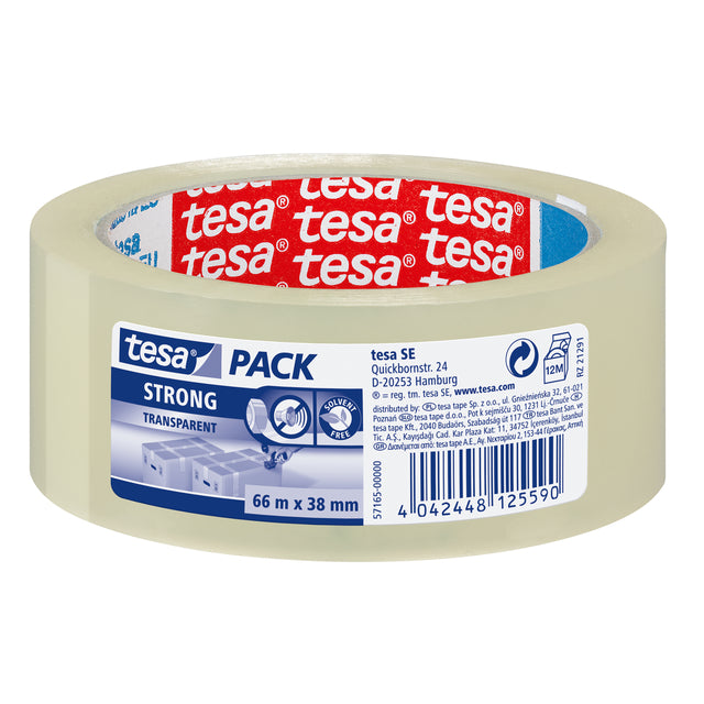 Tesa - Verpackung 57165 Strong 38 mmx66m transparent | 8 Stücke