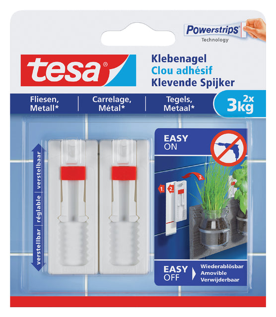 Tesa - Klebernagelfliesen und Metallverstellbar 3 kg | 8 Stücke