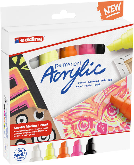 Edding - Acrylmarker Edding e -5000 breites Set von 5 Farben Neon