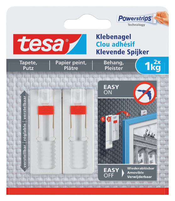 Tesa - klebrige Nagel -Tapete und Gips einstellbar 1 kg | 8 Stücke