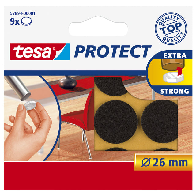 Tesa - Protective Felt Antikras 57894 26 mm rund braun | 20 Stücke