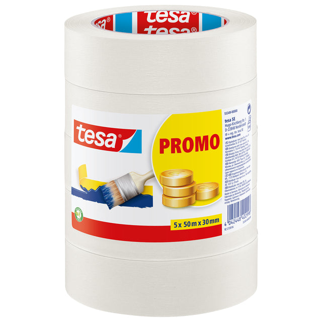 Tesa - Mall 55349 Basic Promo 30mmx50m 5 Rollen | 12 Stücke