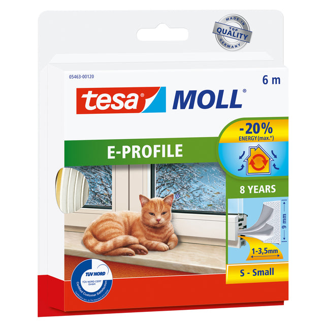 Tesa - Moll Classic Draftstrip E -Profil, 6 m, weiß