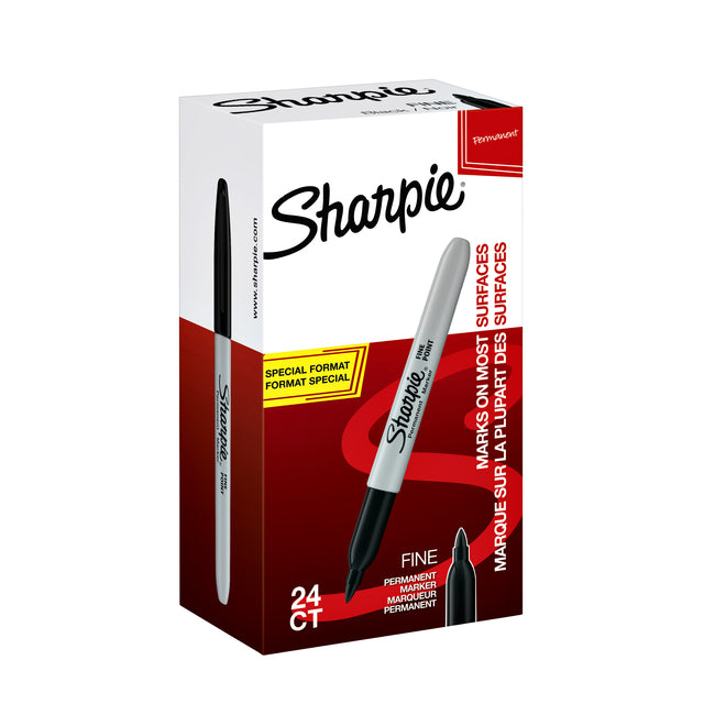 Sharpie - dh Permanent Marker fein, Wertpack von 24 Teilen (20 + 4 kostenlos), schwarz