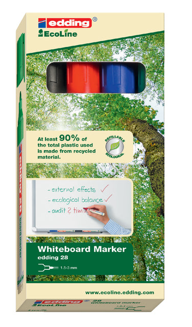 Edding - Whiteboardmarker Ecoline e -28 Penny von 4 Teilen in verschiedenen Farben