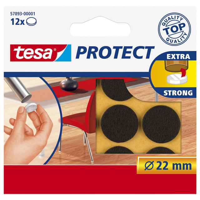 Tesa - Protective Felt Antikras 57893 22 mm rund braun | 20 Stücke