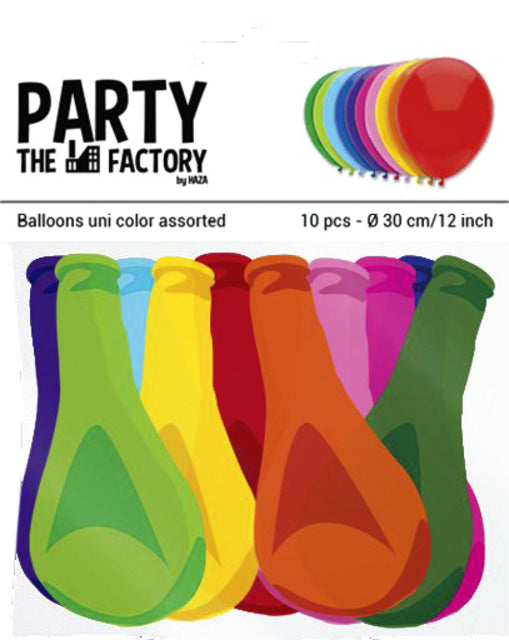 Haza - Ballon Uni 30 cm Arsch | Box A 5 Bag x 10 Stück | 5 Stücke