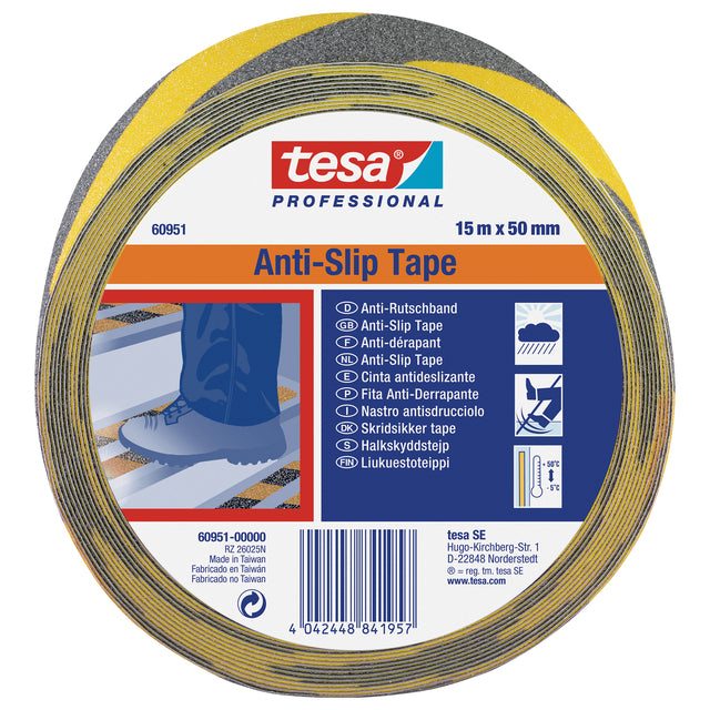 Tesa - Anti -Slip 60951 15mmx50m Schwarz/Gelb | 3 Stücke