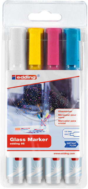 Edding - Filz -Tip Edding 95 Glasboard Assorti inkl. White