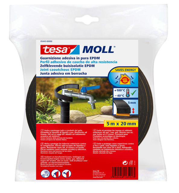 Tesa - Moll -Rohrisolierung EPDM, 5 m x 20 mm, schwarz