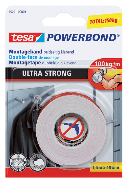 Tesa - Powerbond Doppelklebeband Ultra 19mmx1.5m | 12 Stücke