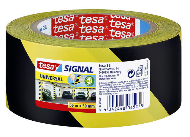 Tesa - Warnung universell, ft 50 mm x 66 m, gelb/schwarz