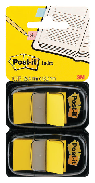 Post -it - Indexstandard, ft 24,4 x 43,2 mm, Halter mit 2 x 50 Registerkarten, Gelb