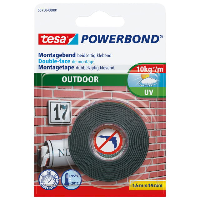 Tesa - Powerbond 55750 Montagee Outdoor 19mmx1,5m